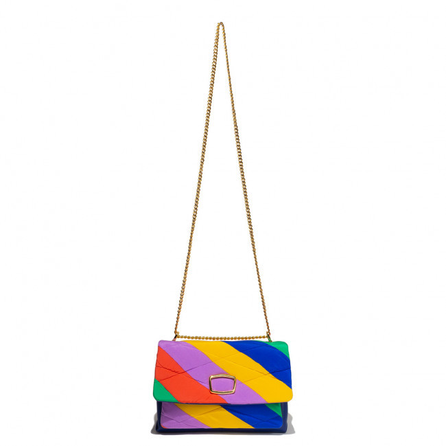 Borsa tessuto seta pelle matelassé upcycling dettagli oro shoulder bag multi comparto sera unica