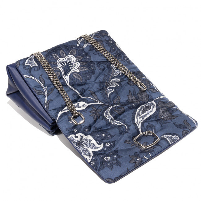 BAG silk fabric and leather matelassé upcycling gold details shoulder bag multi pockets evening unique